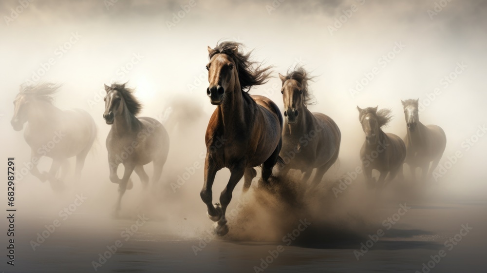 Obraz premium The horses are running at full speed. Beauty, power and dynamics.