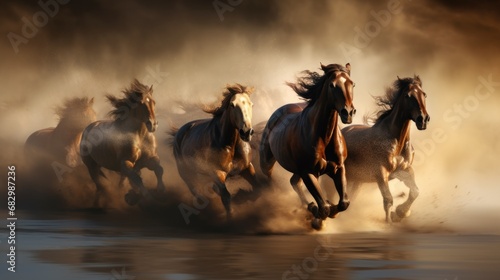The horses are running at full speed. Beauty, power and dynamics. © Restyler