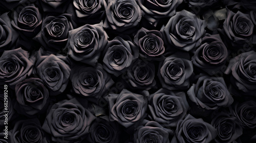 Black roses background. Beautiful flowers for valentine's day. Colorful background.