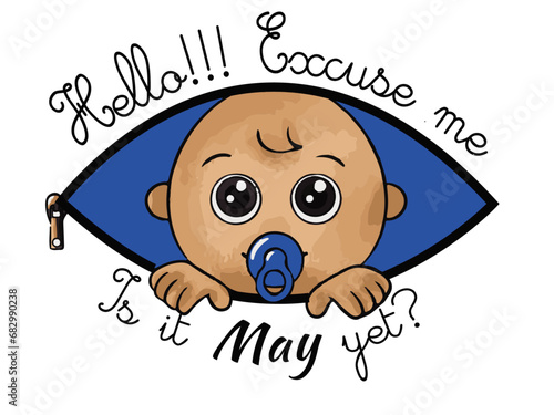 T-Shirt and Sweatshirt Mock-up "Excuse me!!! is it already May?", for pregnant woman expecting a boy.