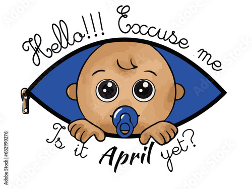 T-Shirt and Sweatshirt Mock-up "Excuse me!!! is it already April?", for pregnant woman expecting a boy.