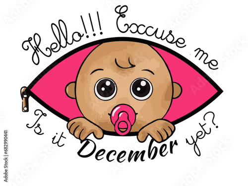 T-Shirt and Sweatshirt Mock-up "Excuse me!!! is it already December?", for pregnant woman expecting a girl.