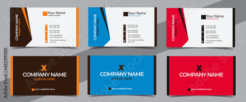 Double-sided creative business card template. Portrait and landscape orientation. Horizontal and vertical layout. Vector illustration

modern creative business card and name card horizontal simple cle