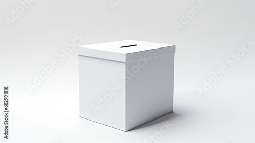 White voting box for elections on white background. © OleksandrZastrozhnov