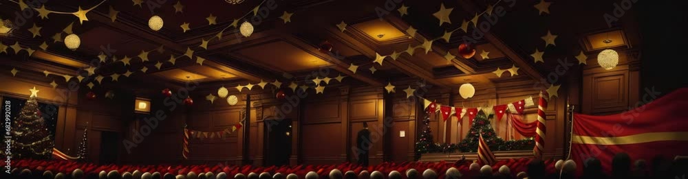 Sparkling New Year's glamour, glittering red and gold banner for a bright and cheerful celebration!