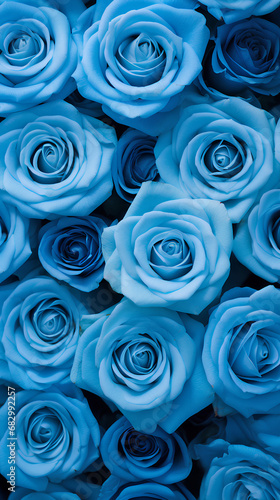 Blue roses background. Beautiful flowers for valentine s day. Colorful background.