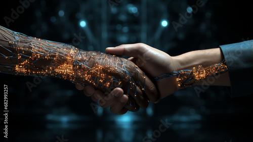 Robot hand shaking human hand © Vahagn