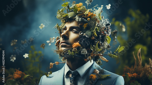 Man dipped in flowers