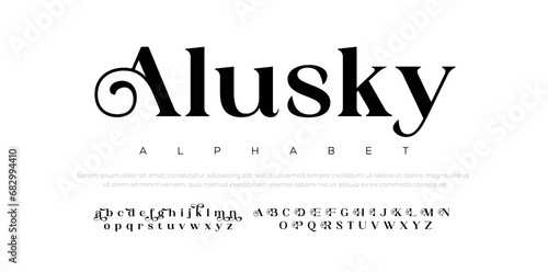 Alusky Abstract modern urban alphabet fonts. Typography sport, technology, fashion, digital, future creative logo font. vector illustration photo