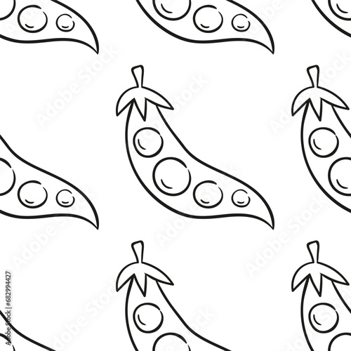 Seamless vector hand drawn pea pattern