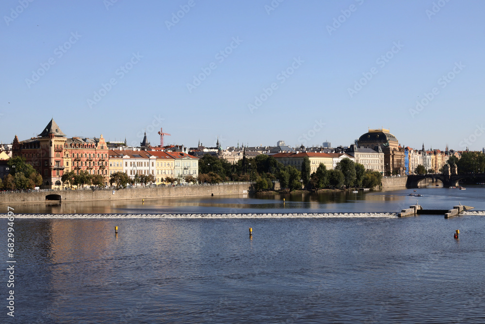 View of the city of Prague from the Vltava