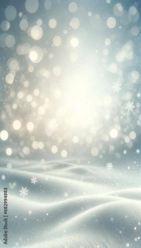Abstract winter white bokeh lights background.