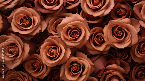 Brown roses background. Beautiful flowers for valentine s day. Colorful background.