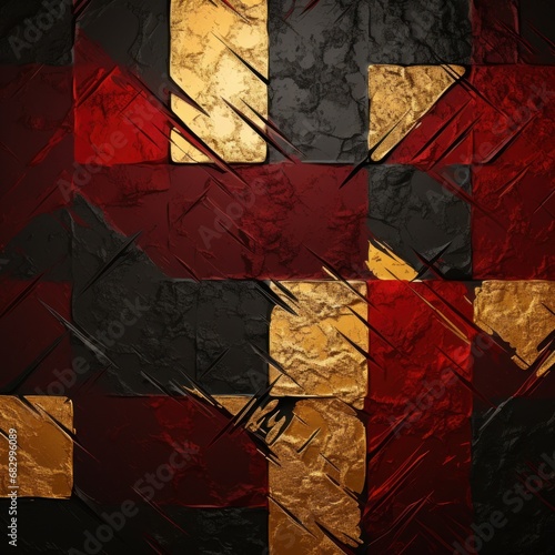 Abstract Postmodern Background Texture in the Colors Burgundy, Gold, Black - Beautiful Modern Burgundy, Gold and Black Backdrop - Postmodern Art Wallpaper created with Generative AI Technology © Sentoriak