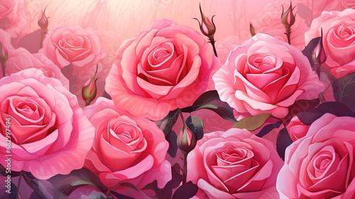 Pink rose flowers as background or texture  nature concept