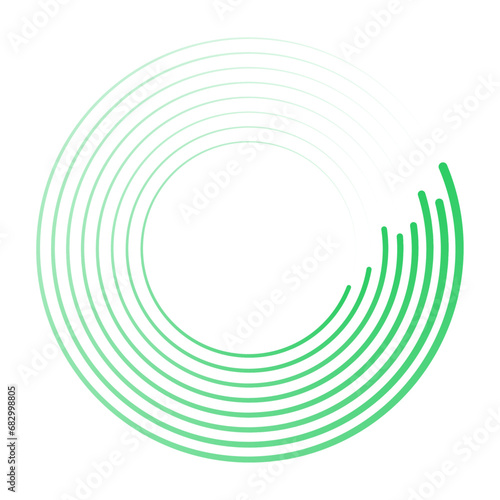 Lines color green in cirle form. Radial speed lines.