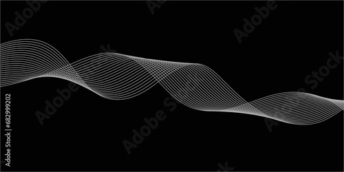 Abstract Black background with a glowing abstract waves. Abstract wave element for design. Digital frequency track equalizer, Futuristic background design. Long exposure, Light painting photography.