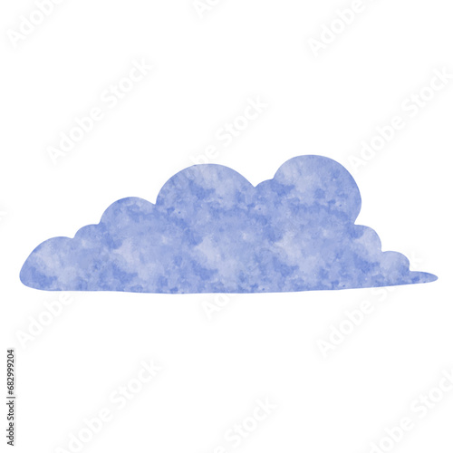 Blue watercolor cloud. Vector graphics.