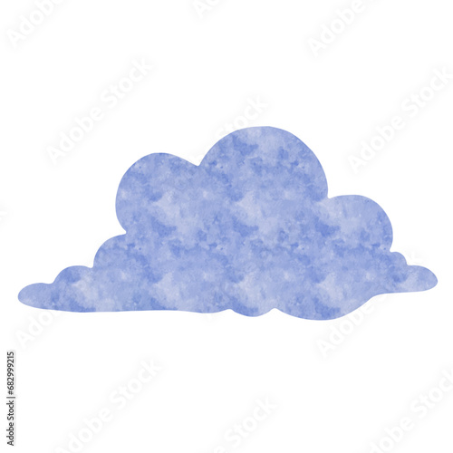 Blue watercolor cloud. Vector graphics.