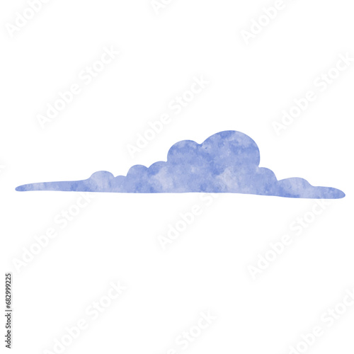 Blue watercolor cloud. Vector graphics.