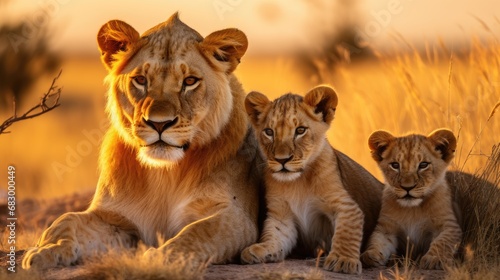 A pride of lions on the African savannah