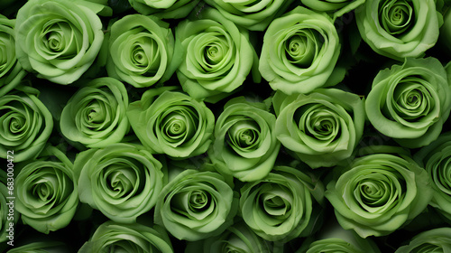 Green roses background. Beautiful flowers for valentine s day. Colorful background. 