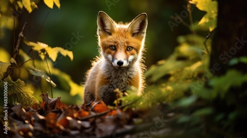 A curious fox in a dense forest © MAY