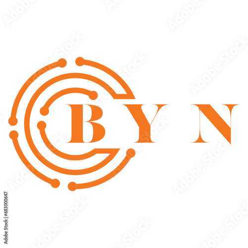 BYN letter design. BYN letter technology logo design on white background. BYN Monogram logo design for entrepreneur and business photo