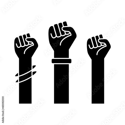 Gender Equality icon. Clenched fists to fight for rights