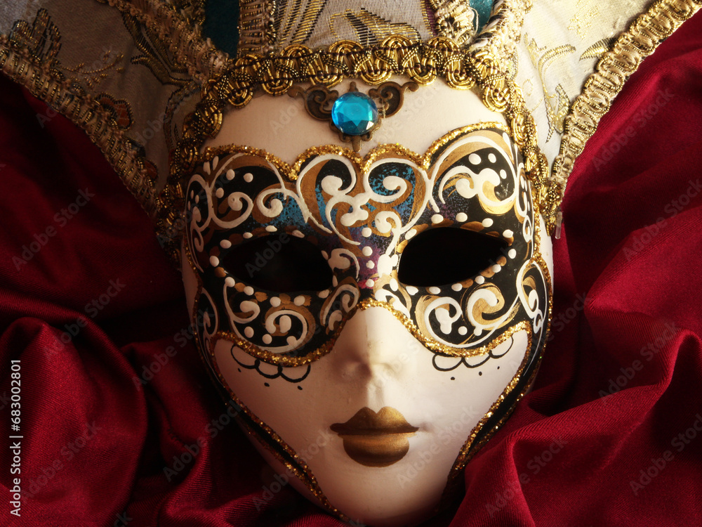 Venetian mask on red background 4