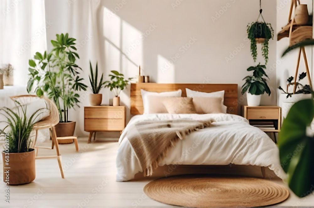 Fototapeta premium Minimalist interior design of modern living room. generative AI