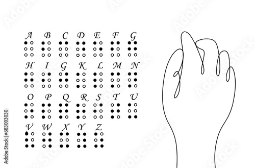Braille alphabet. Alphabet. One line