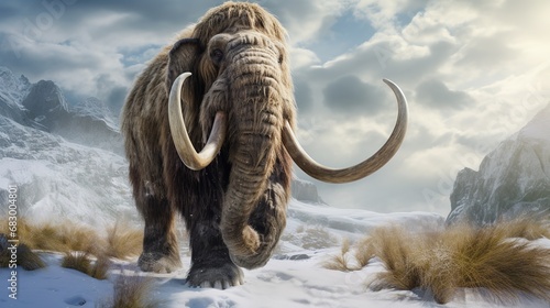 Huge mammoth in the wild nature  wildlife concept