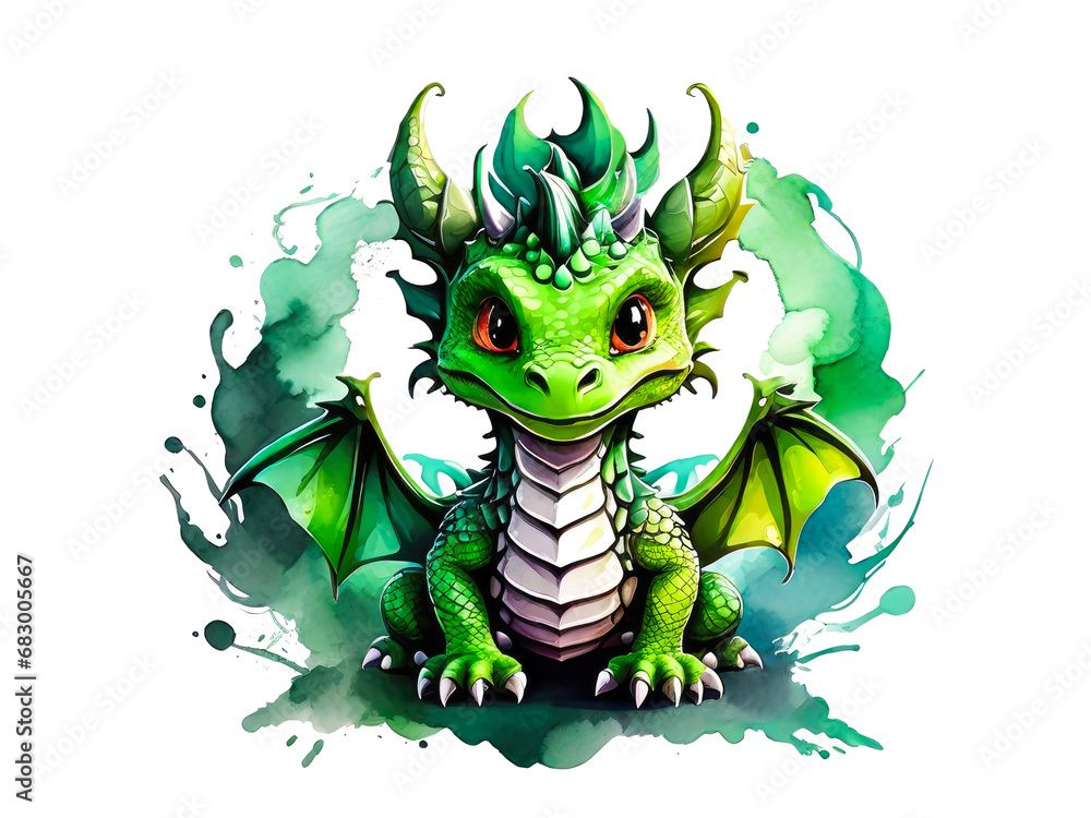 Fototapeta premium Fantasy cute green dragon.