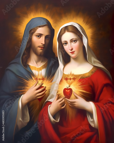 Immaculate heart of virgin Mary and Jesus