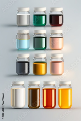 Illustration of set of jars | 3d clear full glass jar for branding