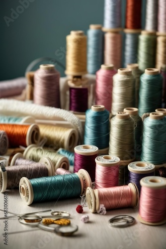 a variety of threads in skeins, everything for sewing and embroidery