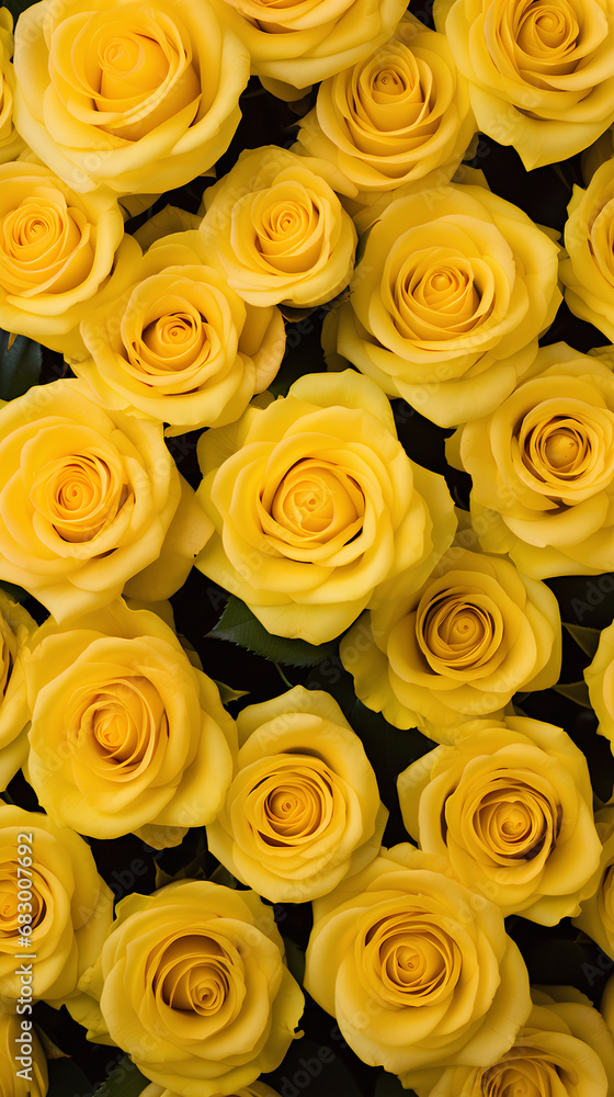 Fototapeta premium Yellow roses background. Beautiful flowers for valentine's day. Colorful background.