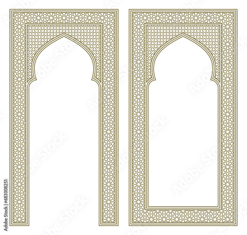 Set two Rectangular frames of the Arabic pattern with proportion 2x1	
