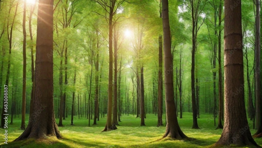 green forest in the morning