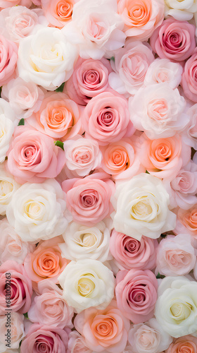 Pastel color roses background. Beautiful flowers for valentine's day. Colorful background.