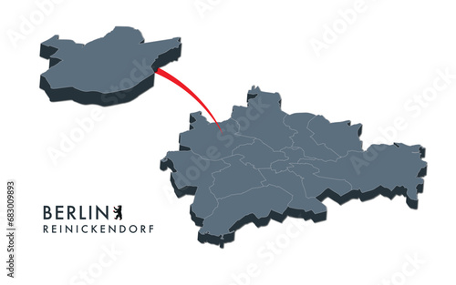 3D Karte Berlin Bezirk Reinickendorf Deutschland