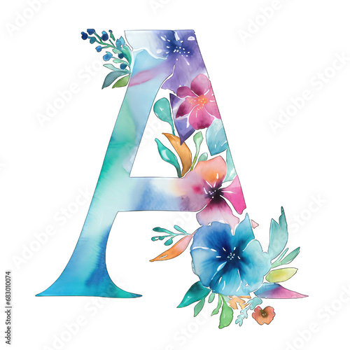 A close up of a floral letter with a flowered design on a transparent background photo