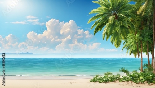 palm tree on the beach © tayyaba