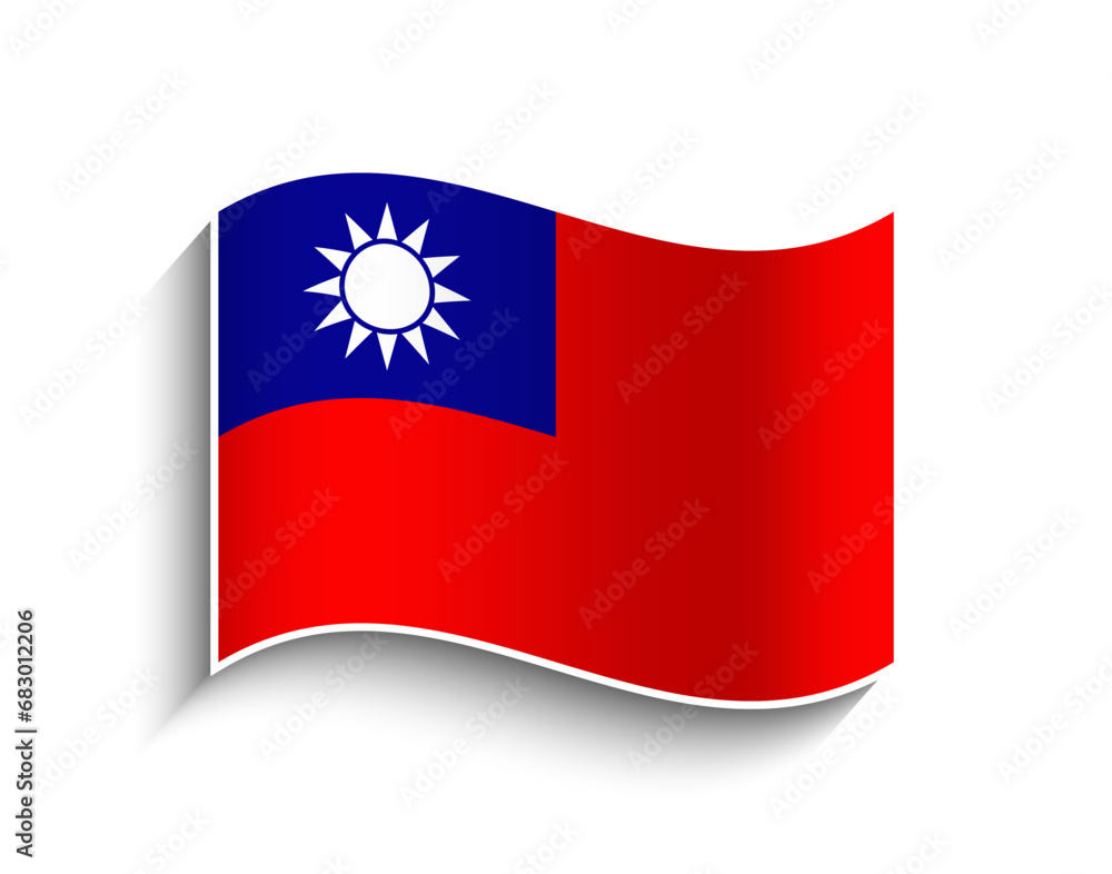 Fototapeta premium Vector Taiwan Waving Flag Icon