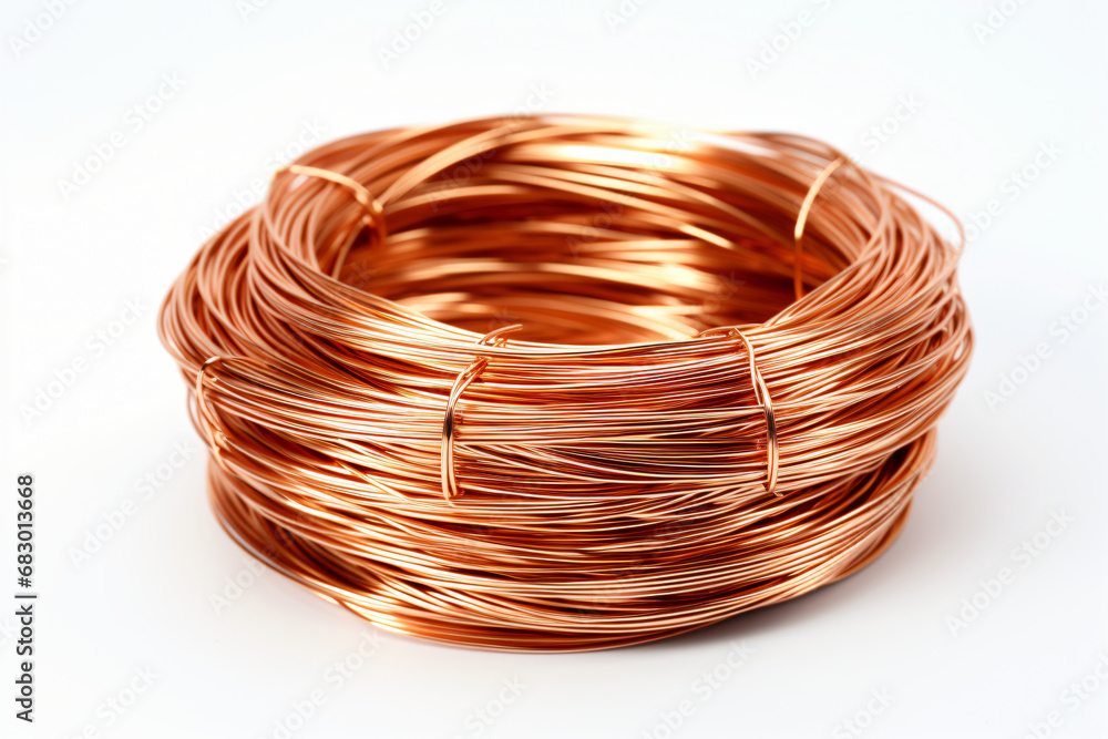 Copper wire spool on white background Copper wire spool on white background
