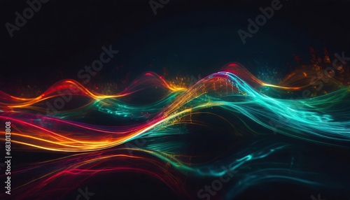 Abstract colorful waves on a dark background