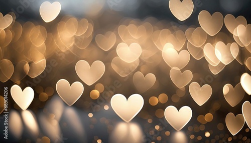 Abstract texture of bokeh heart shaped light. Love Valentine day concept. Sparkling light background photo