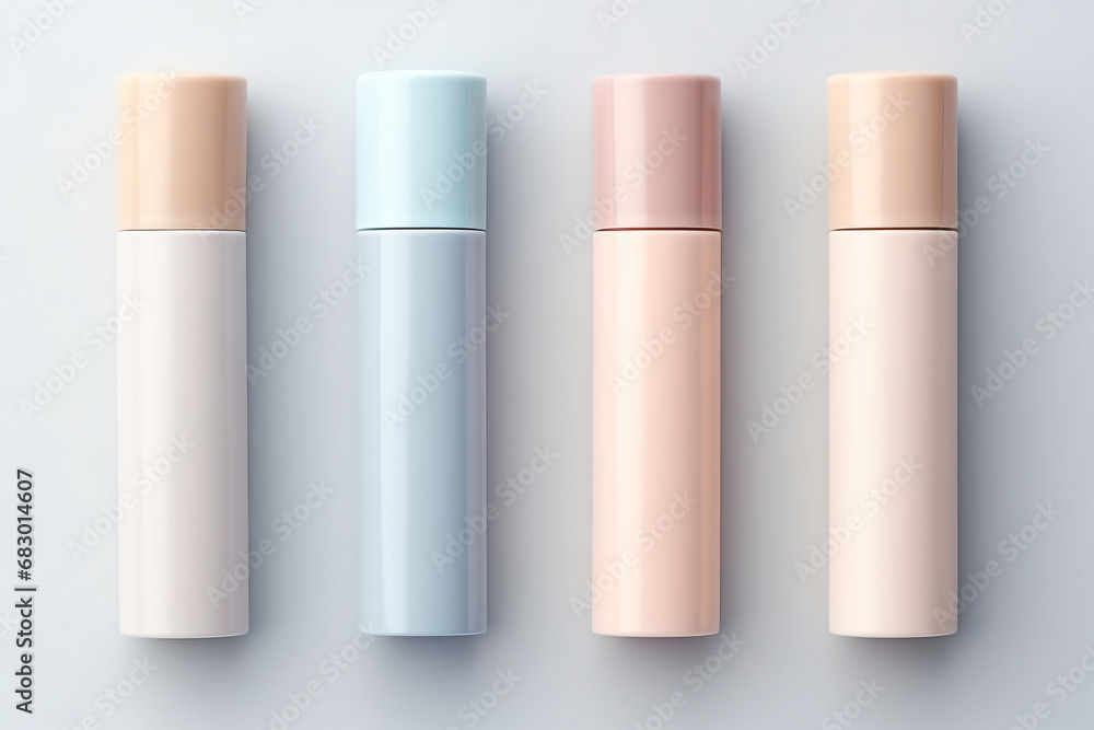 Pastel cosmetic tubes with a natural minimalist design Pastel cosmetic tubes with a natural minimalist design