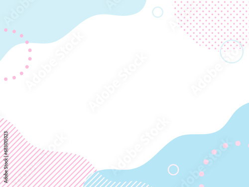 春　ホワイトデー　ピンク　水色　ポップ 　曲線フレーム	